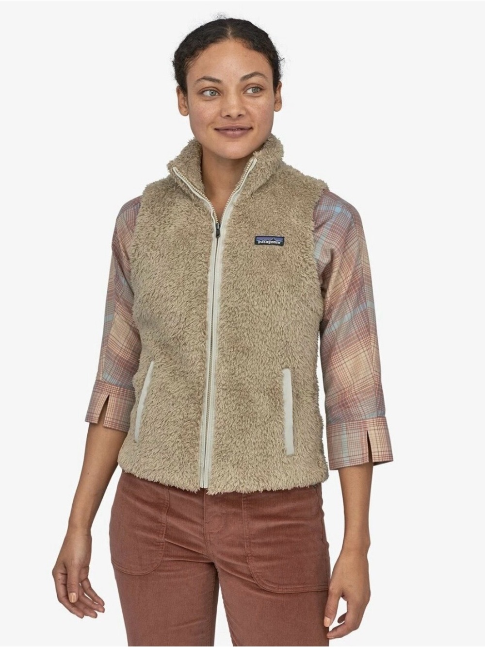 PATAGONIA Los Gatos Teddy Shaggy Fleece Vest 25216 El Cap Khaki Tan Beige